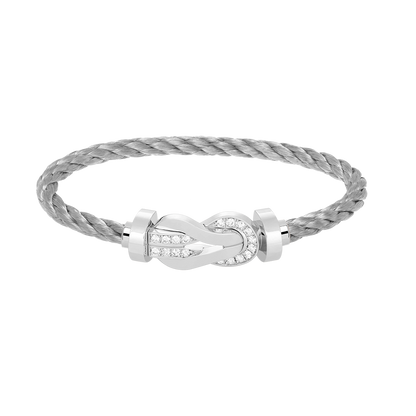 [Regal Jewels]CHANCE LARGE 8 FIGURE BUCKLE HALF DIAMOND BRACELET SILVER