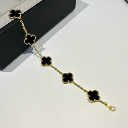 [Regal Jewels]CLOVER 5 MOTIF ONYXS BRACELET COLLECTION