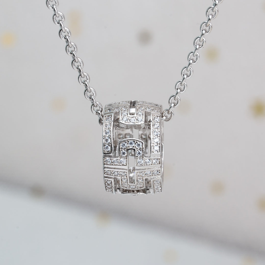 [Aura Jewels]PARENTESI NECKLACE SILVER DIAMOND
