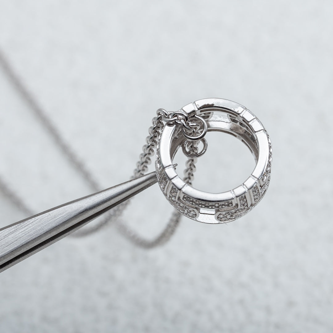 [Aura Jewels]PARENTESI NECKLACE SILVER DIAMOND