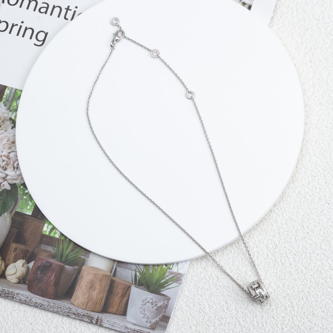 [Aura Jewels]PARENTESI NECKLACE SILVER DIAMOND