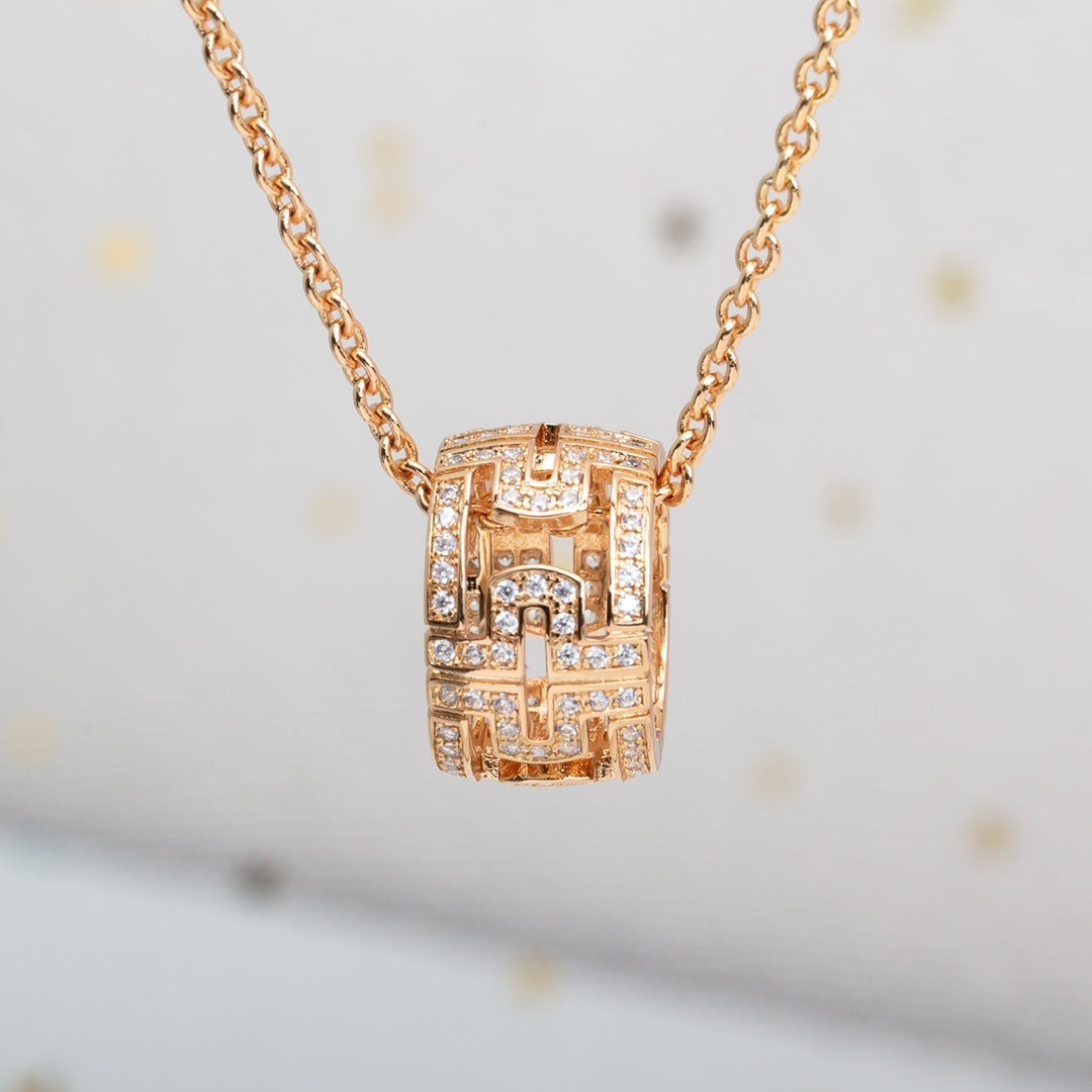 [Aura Jewels]PARENTESI NECKLACE PINK GOLD DIAMOND
