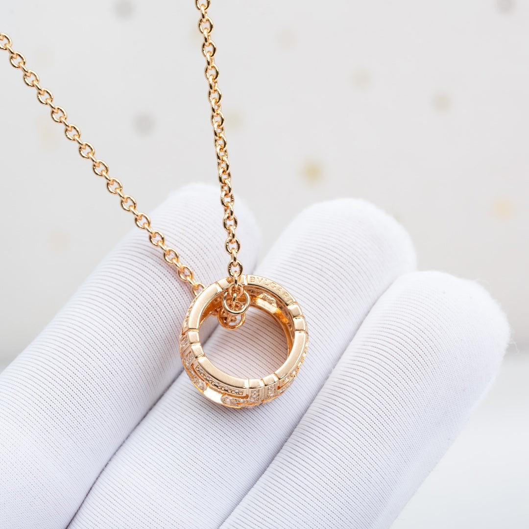 [Aura Jewels]PARENTESI NECKLACE PINK GOLD DIAMOND