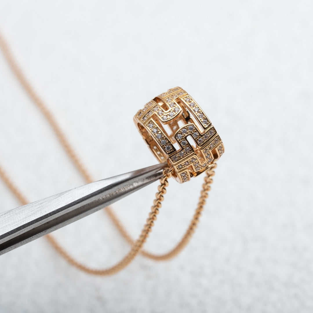 [Aura Jewels]PARENTESI NECKLACE PINK GOLD DIAMOND