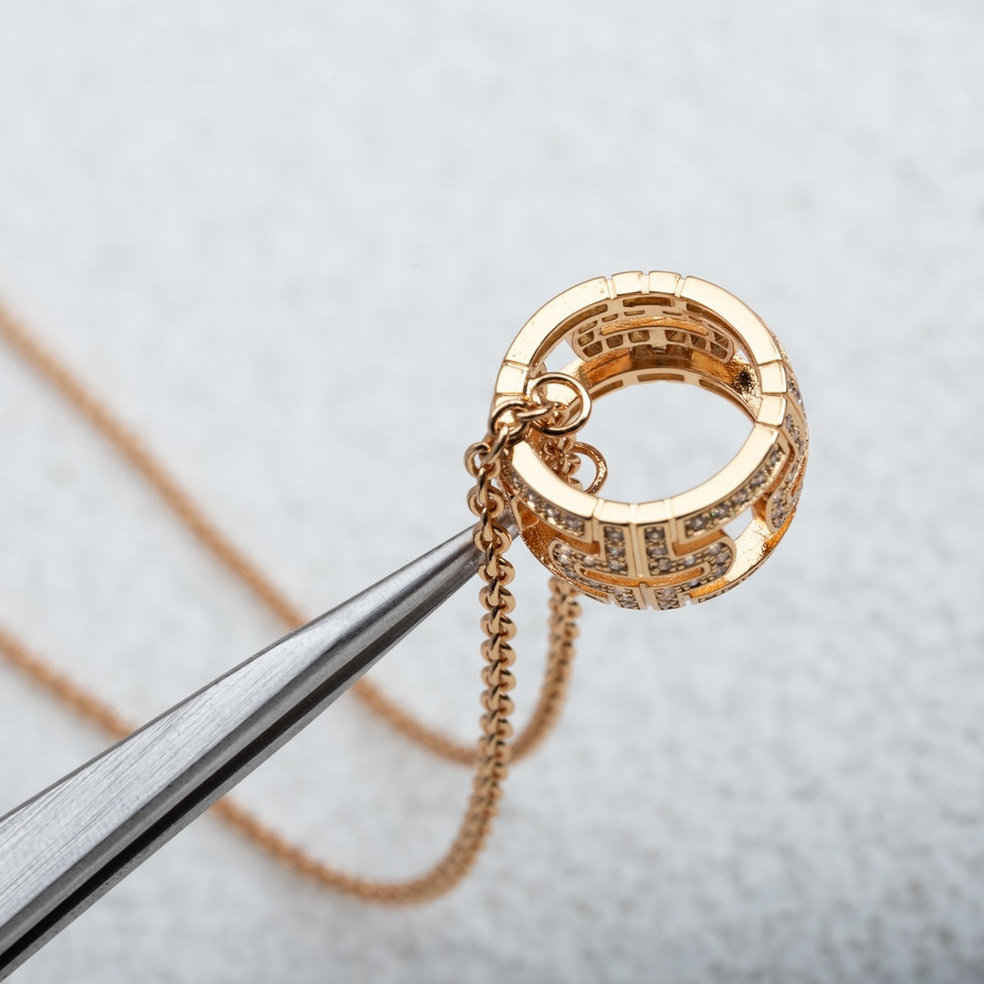 [Aura Jewels]PARENTESI NECKLACE PINK GOLD DIAMOND