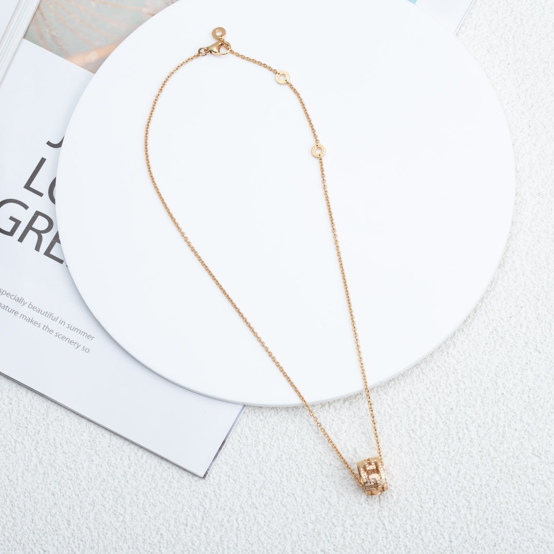 [Aura Jewels]PARENTESI NECKLACE PINK GOLD DIAMOND
