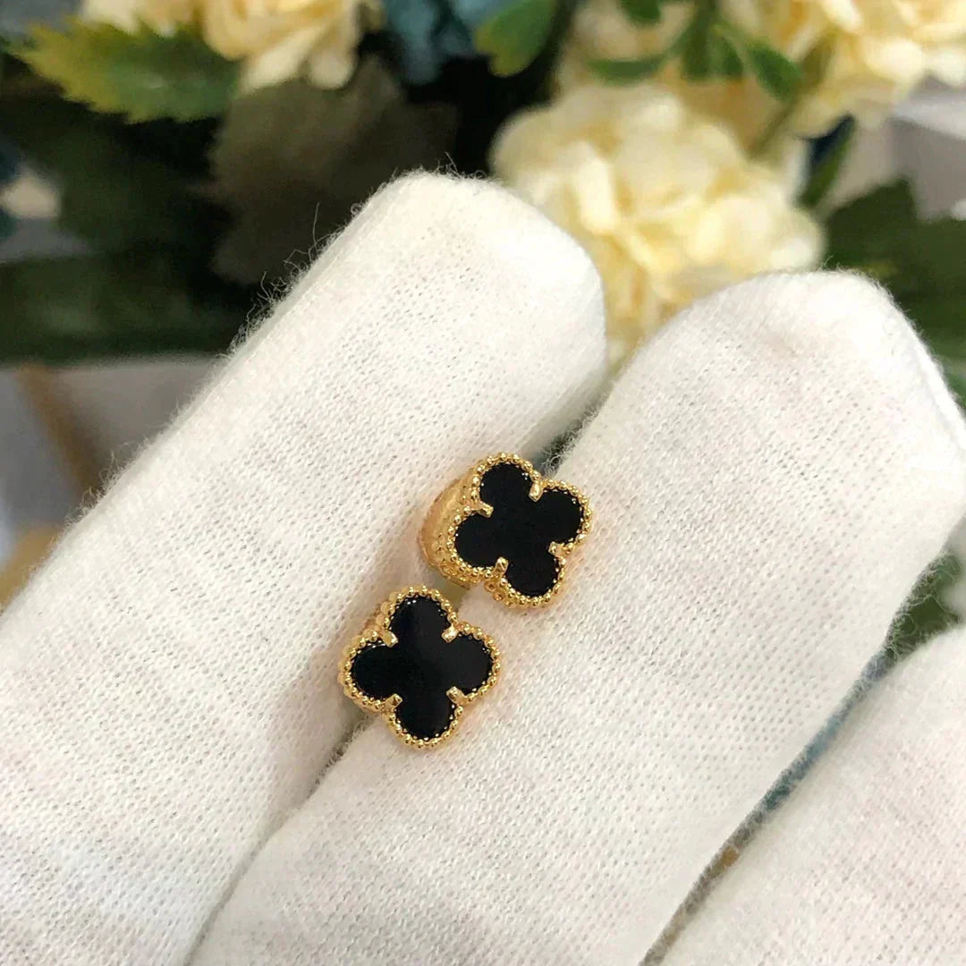 [Regal Jewels]CLOVER MINI 9.5MM BLACK MOP EARRINGS