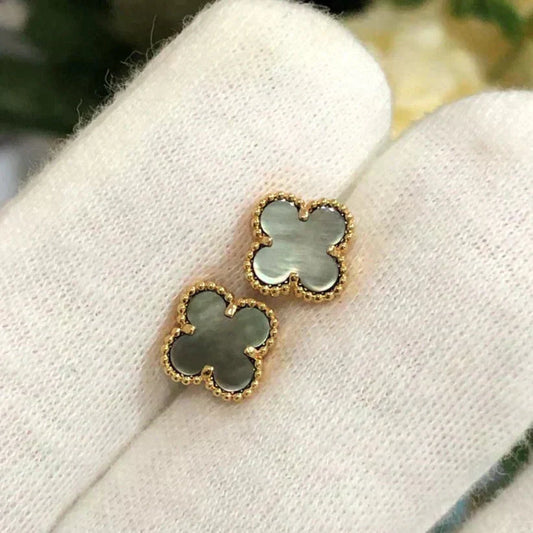 [Regal Jewels]CLOVER MINI 9.5MM GRAY MOP EARRINGS