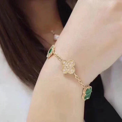 [Regal Jewels]CLOVER 5 MOTIF MALACHITE BRACELET COLLECTION