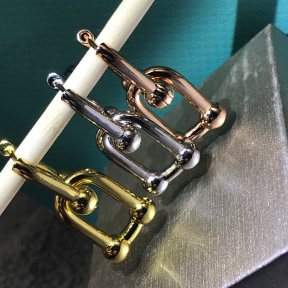 [Aura Jewelry]HARDWARE DROP EARRINGS DOUBLE LINK