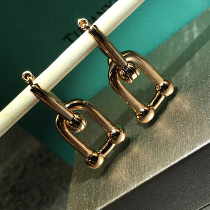 [Aura Jewelry]HARDWARE DROP EARRINGS DOUBLE LINK