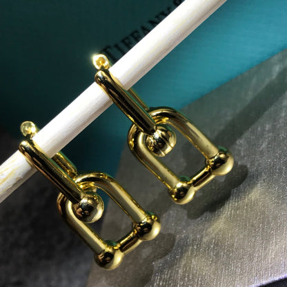 [Aura Jewelry]HARDWARE DROP EARRINGS DOUBLE LINK