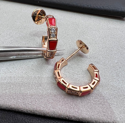 [Aura Jewels]SERPENTI CARNELIAN PINK GOLD EARRINGS