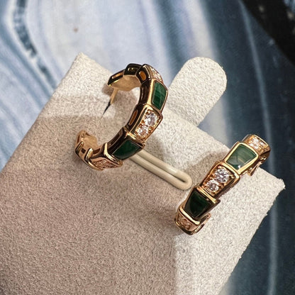 [Aura Jewels]SERPENTI MALACHITE PINK GOLD EARRINGS