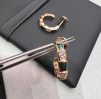 [Aura Jewels]SERPENTI MALACHITE PINK GOLD EARRINGS
