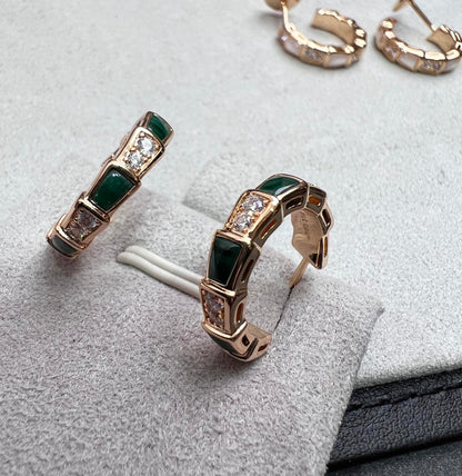 [Aura Jewels]SERPENTI MALACHITE PINK GOLD EARRINGS