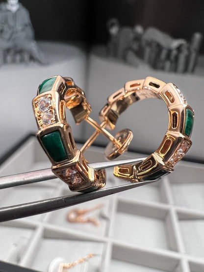 [Aura Jewels]SERPENTI MALACHITE PINK GOLD EARRINGS