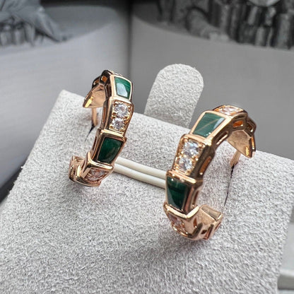 [Aura Jewels]SERPENTI MALACHITE PINK GOLD EARRINGS