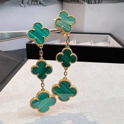 [Regal Jewels]CLOVER MALACHITE 3 MOTIFS GOLD