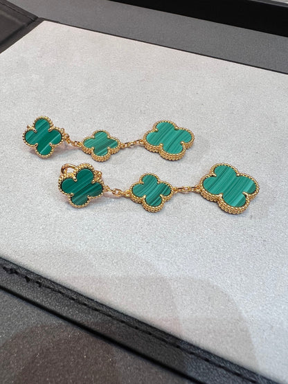 [Regal Jewels]CLOVER MALACHITE 3 MOTIFS GOLD