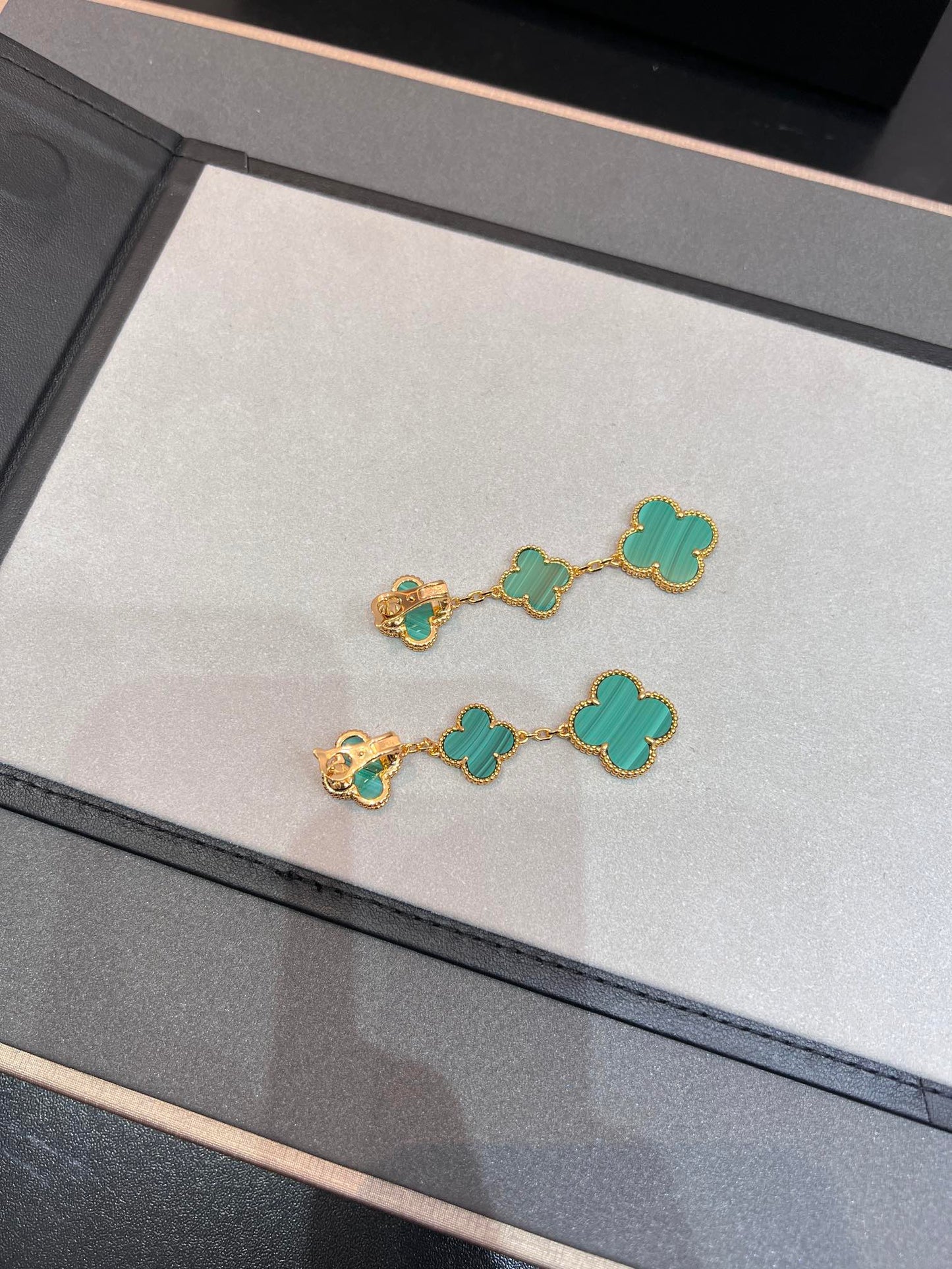 [Regal Jewels]CLOVER MALACHITE 3 MOTIFS GOLD