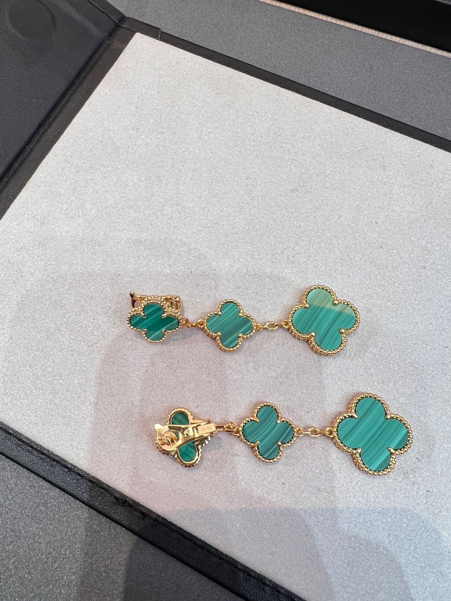 [Regal Jewels]CLOVER MALACHITE 3 MOTIFS GOLD