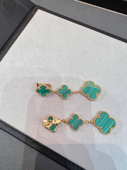 [Regal Jewels]CLOVER MALACHITE 3 MOTIFS GOLD