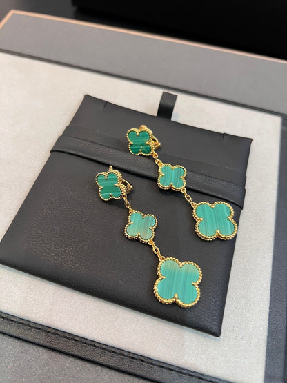 [Regal Jewels]CLOVER MALACHITE 3 MOTIFS GOLD