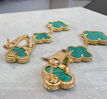 [Regal Jewels]CLOVER MALACHITE 3 MOTIFS GOLD