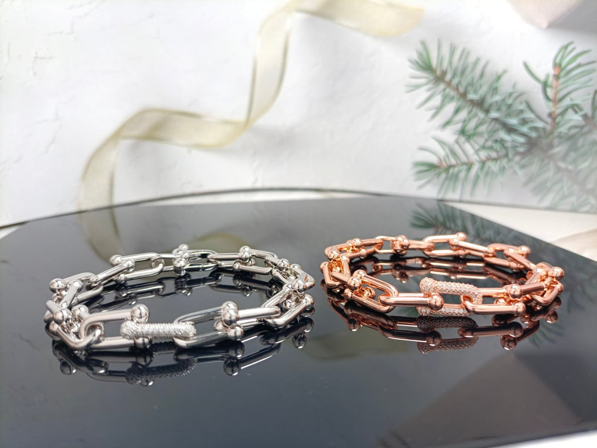 [Aura Jewelry]HARDWEAR BRACELET PINK GOLD AND SILVER DIAMOND