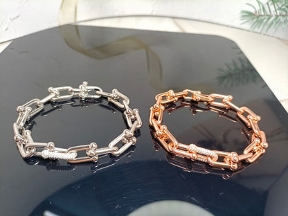 [Aura Jewelry]HARDWEAR BRACELET PINK GOLD AND SILVER DIAMOND