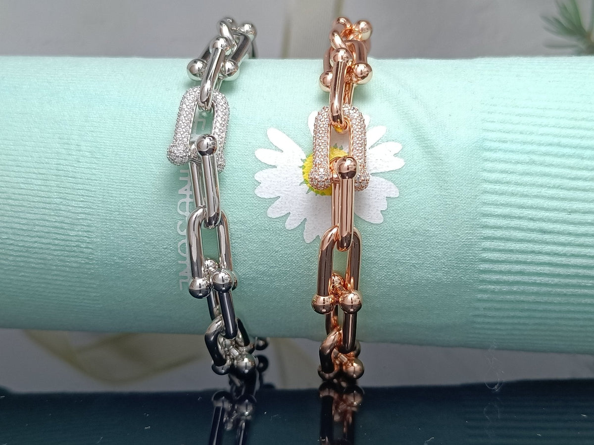 [Aura Jewelry]HARDWEAR BRACELET PINK GOLD AND SILVER DIAMOND