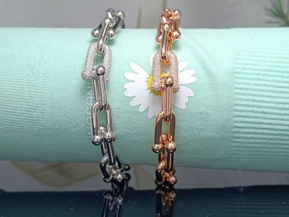 [Aura Jewelry]HARDWEAR BRACELET PINK GOLD AND SILVER DIAMOND