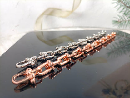 [Aura Jewelry]HARDWEAR BRACELET PINK GOLD AND SILVER DIAMOND