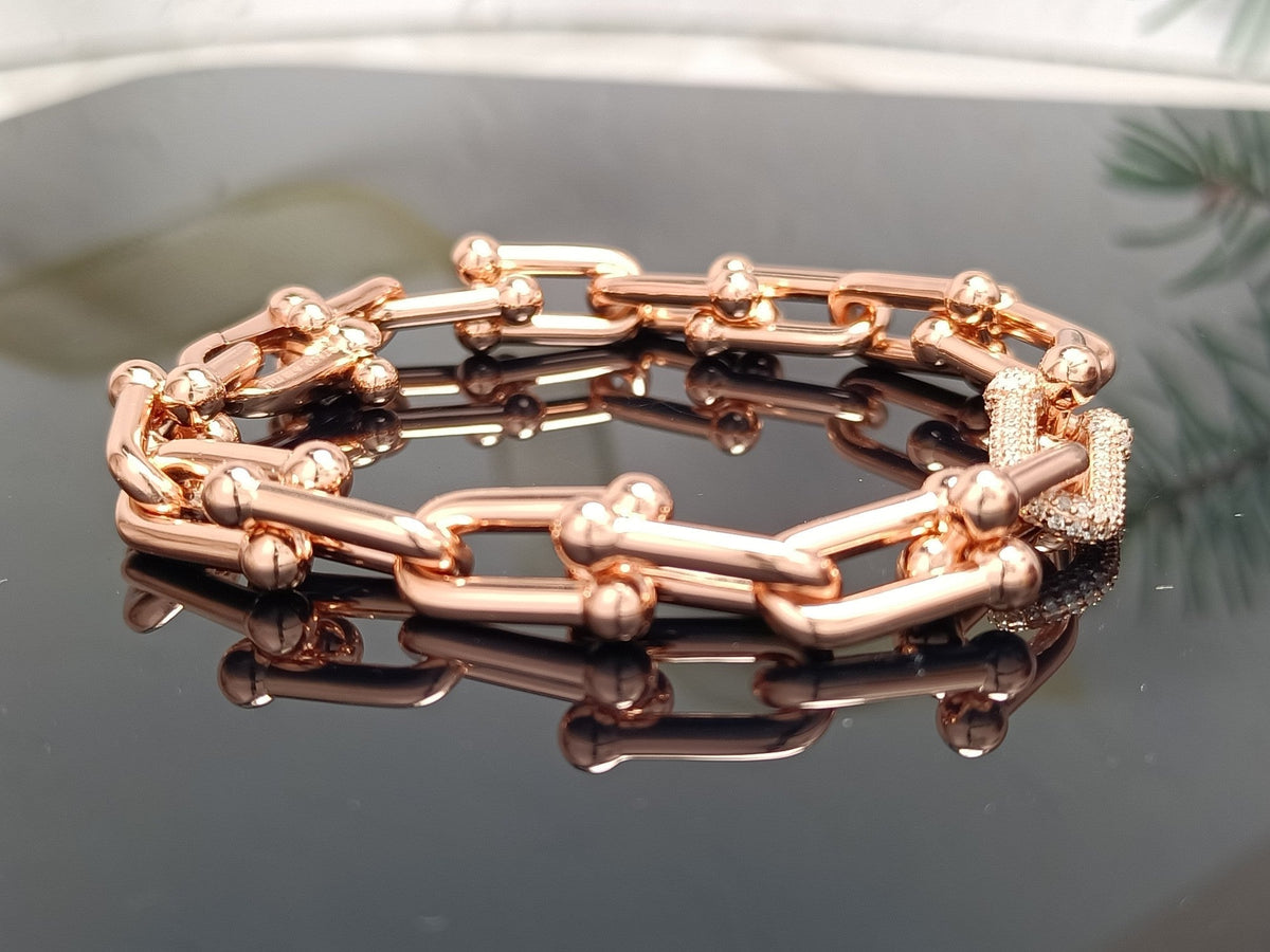 [Aura Jewelry]HARDWEAR BRACELET PINK GOLD AND SILVER DIAMOND