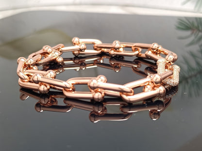 [Aura Jewelry]HARDWEAR BRACELET PINK GOLD AND SILVER DIAMOND
