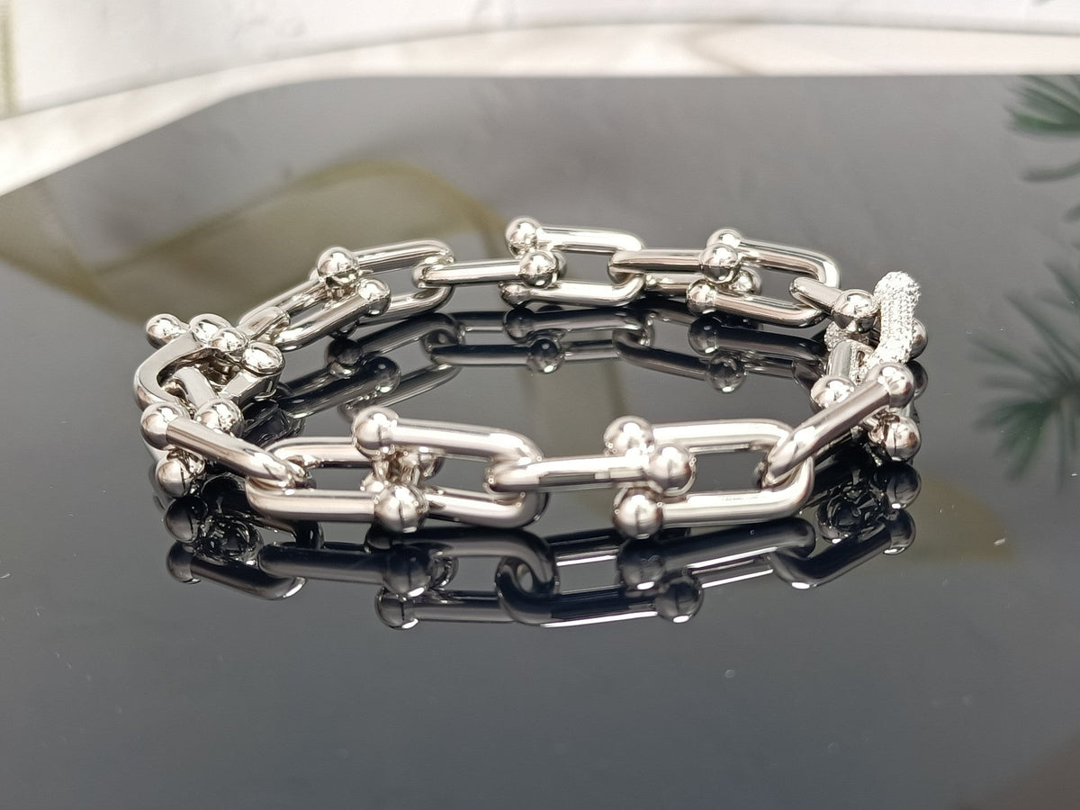 [Aura Jewelry]HARDWEAR BRACELET PINK GOLD AND SILVER DIAMOND