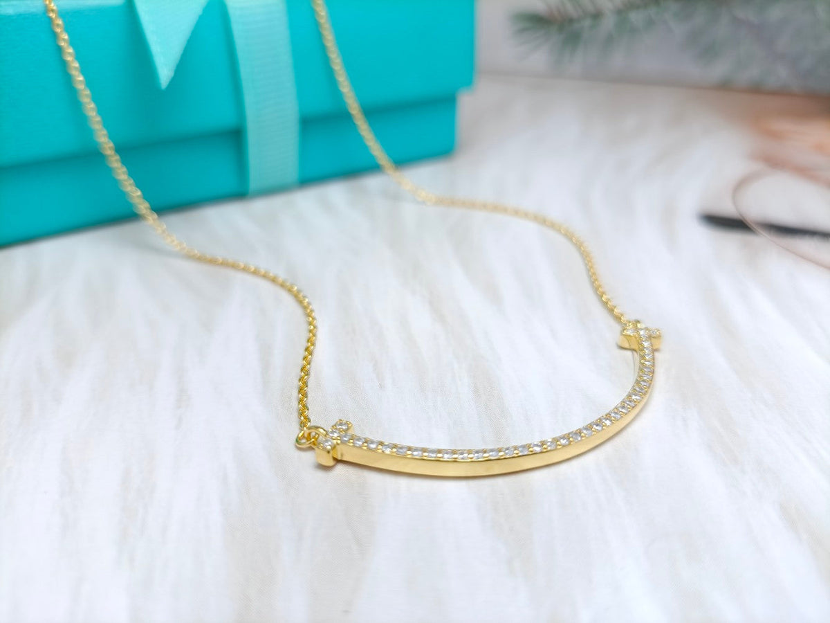 [Aura Jewelry]BIG SMILE PEDANT DIAMOND NECKLACE