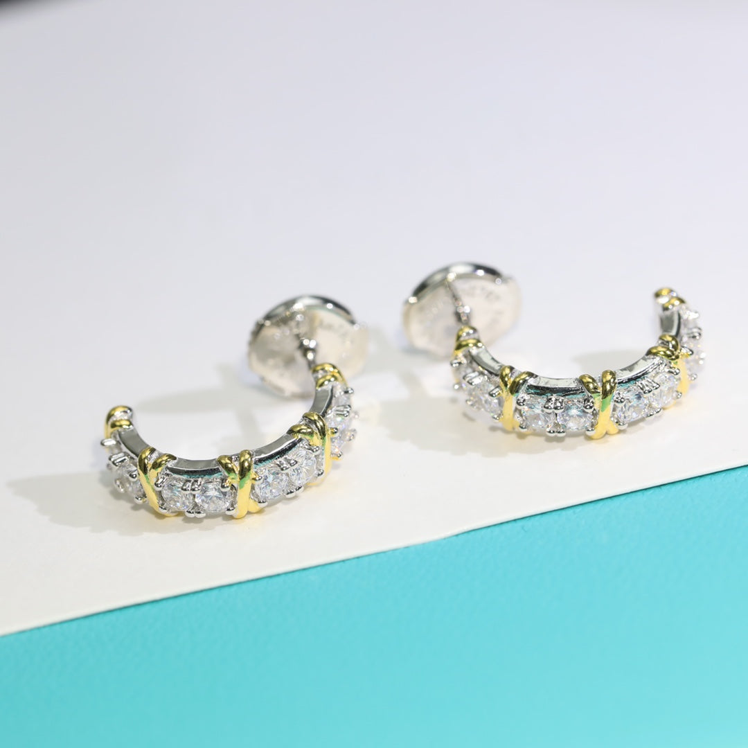 [Aura Jewelry]TWENTY STONE HOOP GOLD EARRINGS