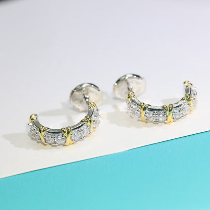 [Aura Jewelry]TWENTY STONE HOOP GOLD EARRINGS