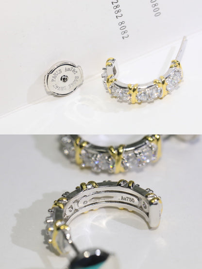 [Aura Jewelry]TWENTY STONE HOOP GOLD EARRINGS