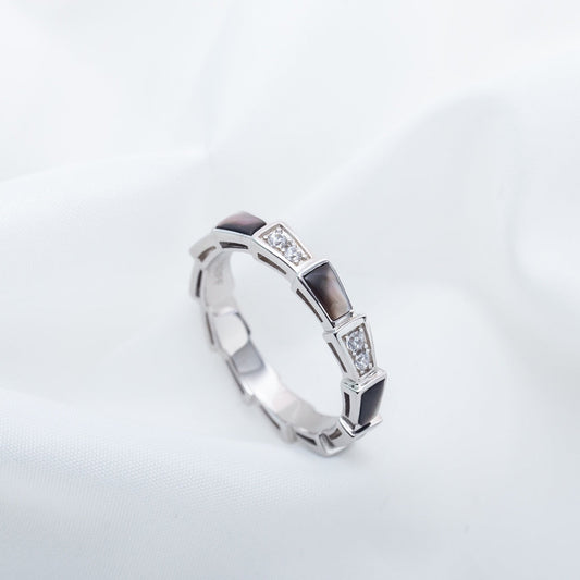 [Aura Jewels]SERPENTI RING SILVER  DIAMOND BLACK MOP 3MM