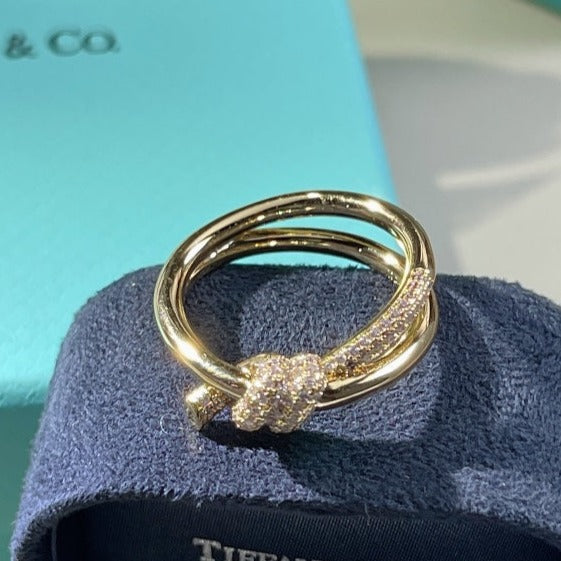 [Aura Jewelry]KNOT RING DOUBLE ROW GOLD DIAMOND