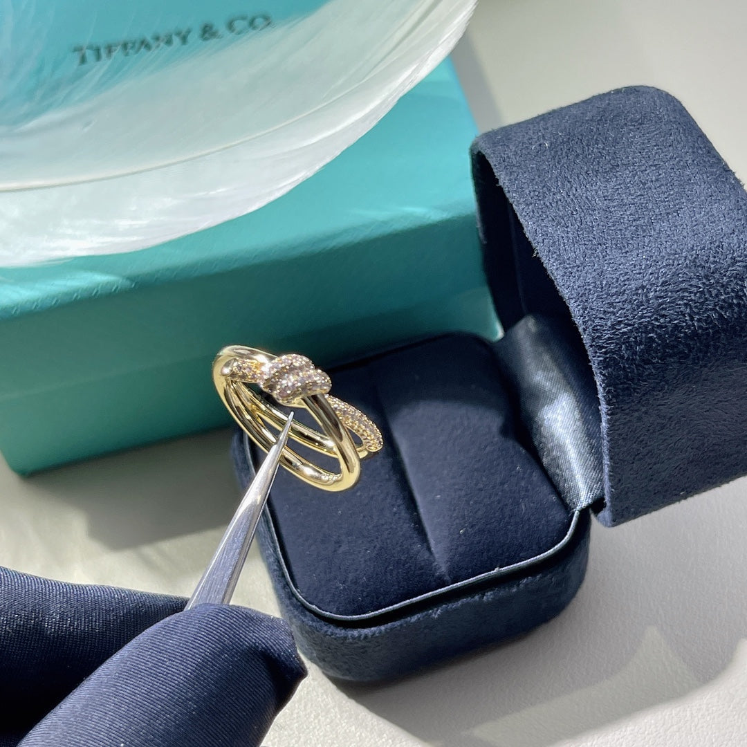 [Aura Jewelry]KNOT RING DOUBLE ROW GOLD DIAMOND