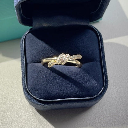 [Aura Jewelry]KNOT RING DOUBLE ROW GOLD DIAMOND