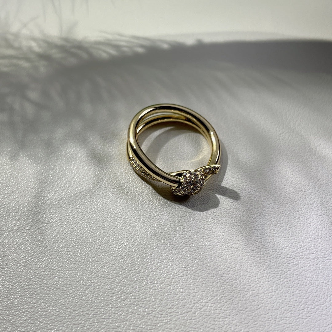 [Aura Jewelry]KNOT RING DOUBLE ROW GOLD DIAMOND