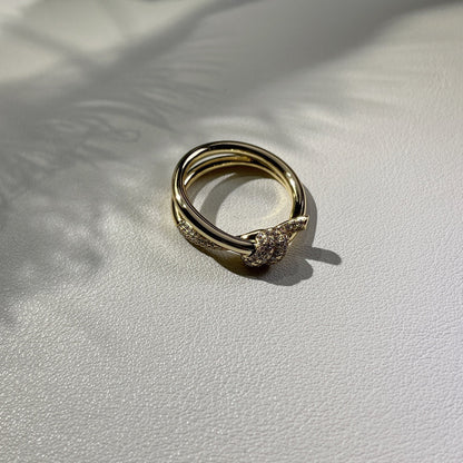 [Aura Jewelry]KNOT RING DOUBLE ROW GOLD DIAMOND