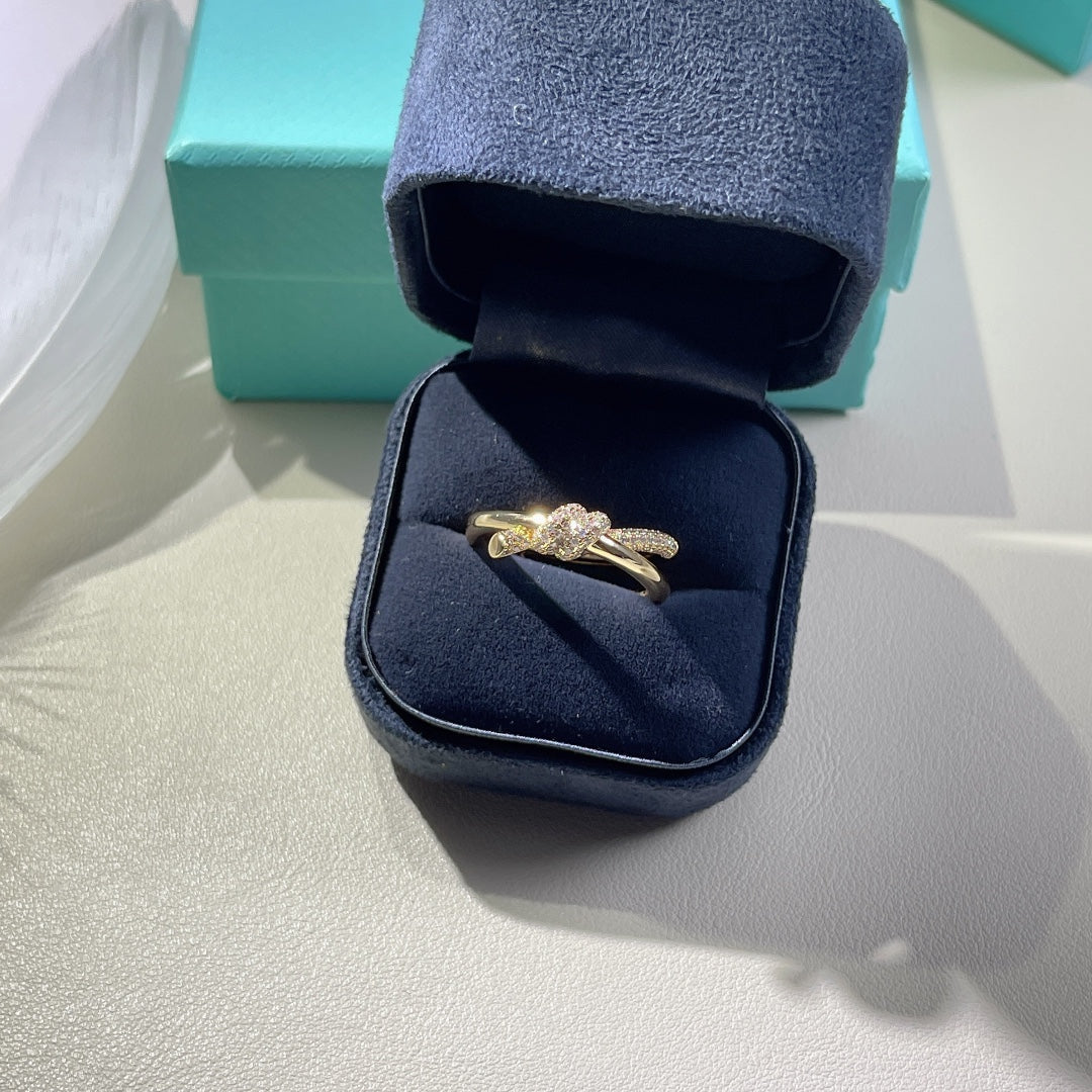 [Aura Jewelry]KNOT RING DOUBLE ROW GOLD DIAMOND
