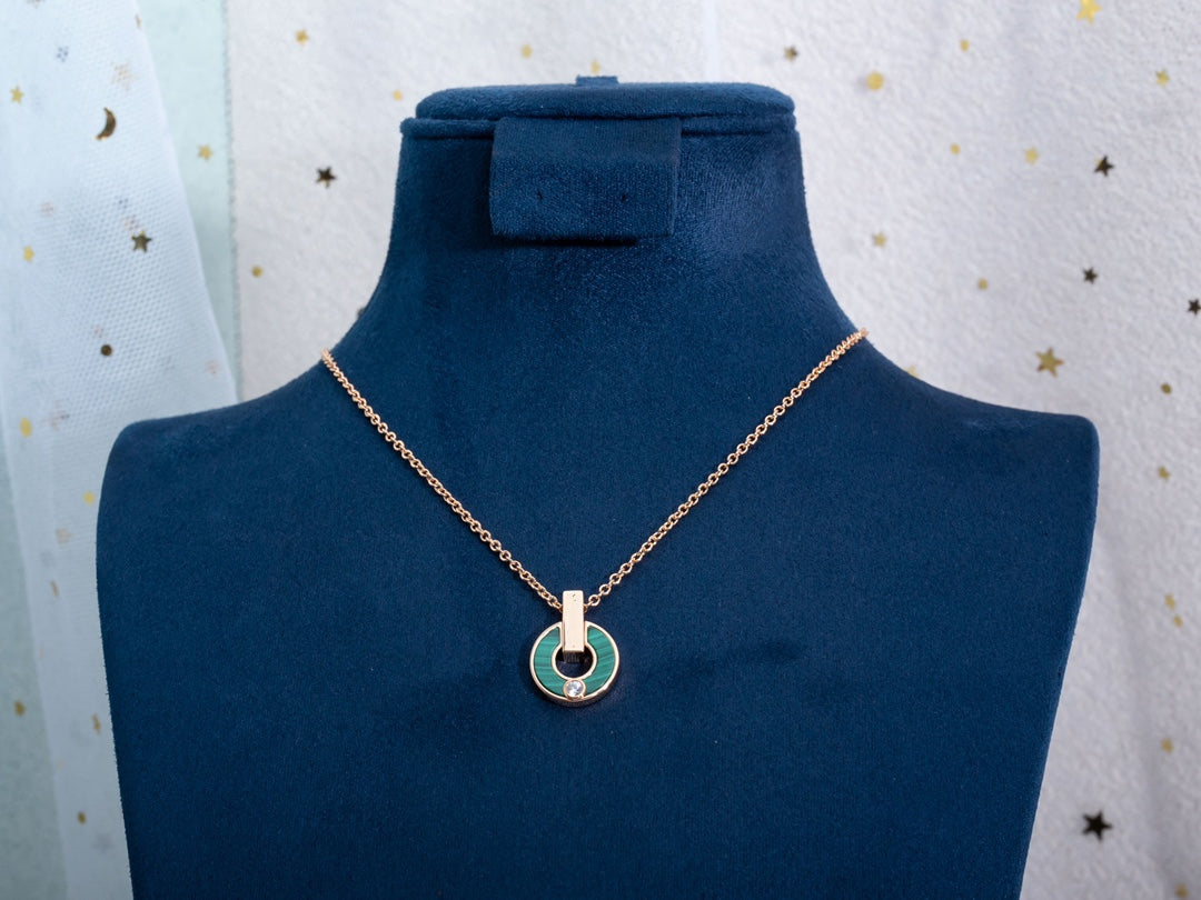 [Aura Jewels]GARI NECKLACE PINK GOLD MALACHITE