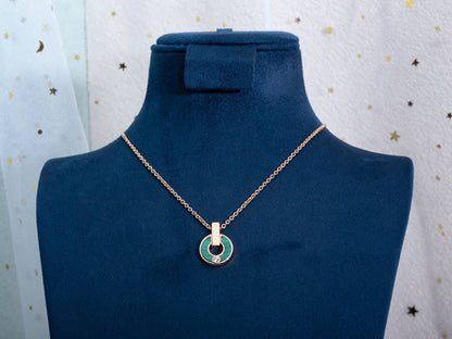 [Aura Jewels]GARI NECKLACE PINK GOLD MALACHITE